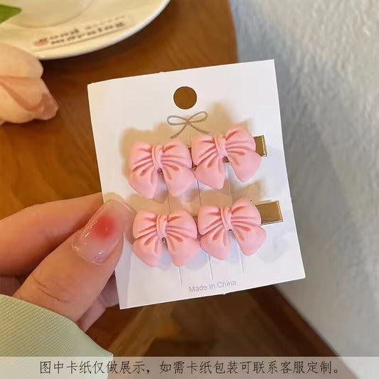 2/3 Pcs/Set Women Girls Sweet Pink Color Geometric Love Bows Ornament Hair Clips Adult Kids Sweet Hairpins Hair Accessories